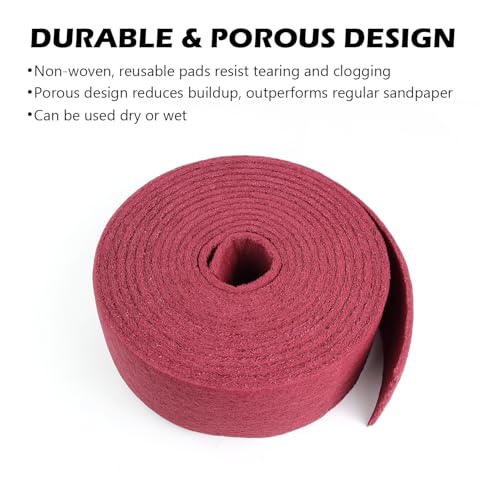 Maroon General Purpose Scuff Pads, Scuffing, Scouring Pad, Sanding, Paint Primer Prep Scratch - Surface Preparation Pad Car Auto Body Woodworking 7447-Premium, 5 Inches * 30 Feet - color: Maroon, style: 5 Inches * 30 Feet