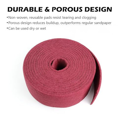 Maroon General Purpose Scuff Pads, Scuffing, Scouring Pad, Sanding, Paint Primer Prep Scratch - Surface Preparation Pad Car Auto Body Woodworking 7447-Premium, 5 Inches * 30 Feet - color: Maroon, style: 5 Inches * 30 Feet