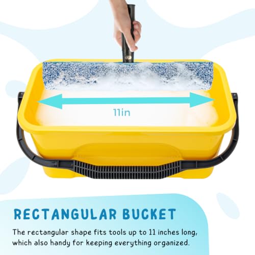 Bucket for Cleaning, 3 Gallon Rectangle Water Bucket for Car and Window Washing, Yellow - color: Yellow