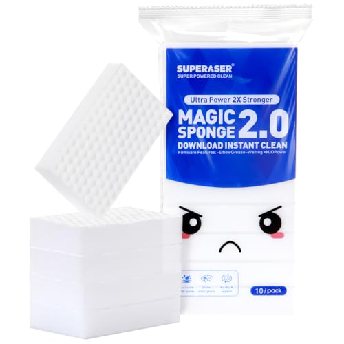 Magic Sponge Eraser, 10 Pack, 2X Density Melamine Foam - size: 10/Pack -2x Density