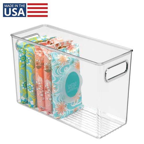 iDesign Slim Clear Plastic Bathroom Storage Bin, Tall Narrow - style: Pack of 1