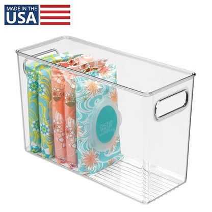 iDesign Slim Clear Plastic Bathroom Storage Bin, Tall Narrow - style: Pack of 1