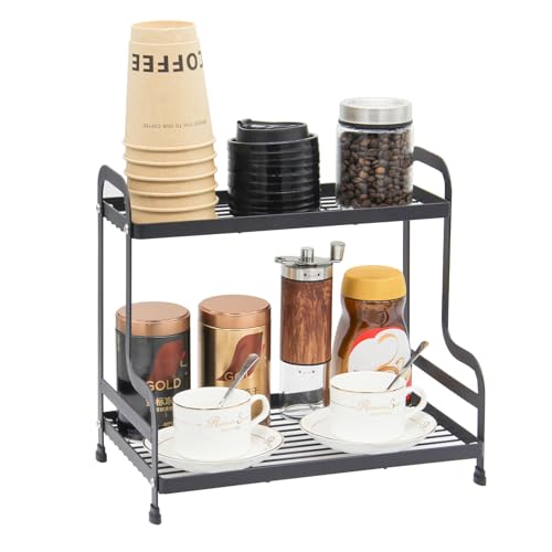 2-Tier Metal Countertop Organizer, Standing Storage Shelf - color: Black-wgxk-02