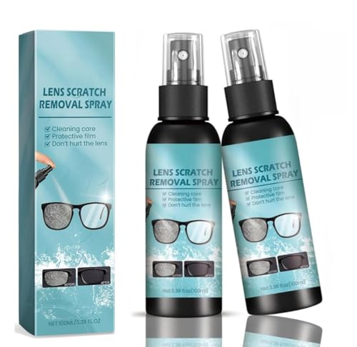 2PCS Lens Scratch Remover Spray,Scratch Repair Tool for Eyeglass and Sunglasses,with Cleaning Lenses and Removing Screen Scratch,Glasses Cleaning Repair kit