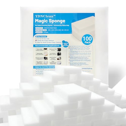 Magic Sponge Melamine Cleaning Eraser, Water-Activated Foam in Bulk (100)