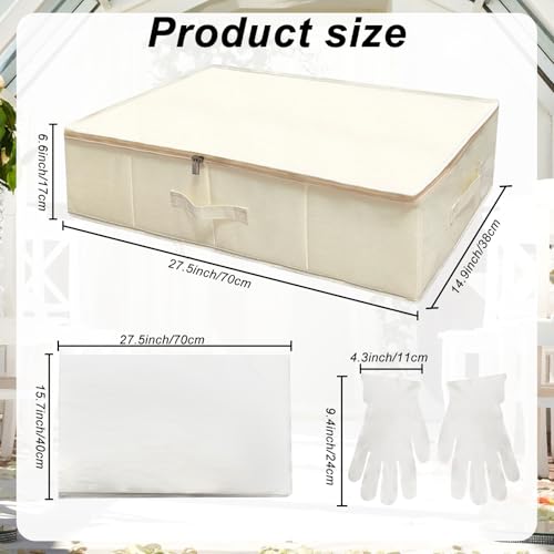 Wedding Dress Storage Box Kit - Rectangular with 40 Sheets Acid-Free Tissue Paper & Microfiber Gloves