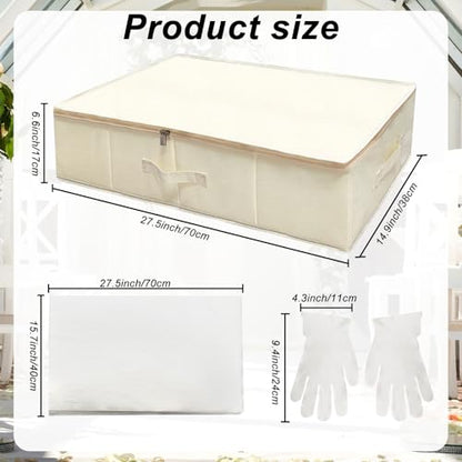 Wedding Dress Storage Box Kit - Rectangular with 40 Sheets Acid-Free Tissue Paper & Microfiber Gloves