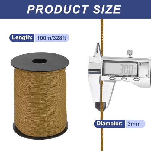 MECCANIXITY 1/8 Inch Braided Polypropylene Rope 328ft Brown - color: Brown, size: 1/8 Inch
