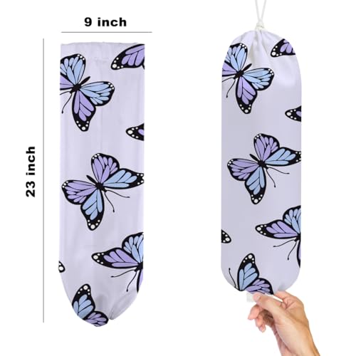 2Pcs Purple Butterfly Plastic Bag Holder, Wall Mount Grocery Bag Holder - color: multicolour 1329