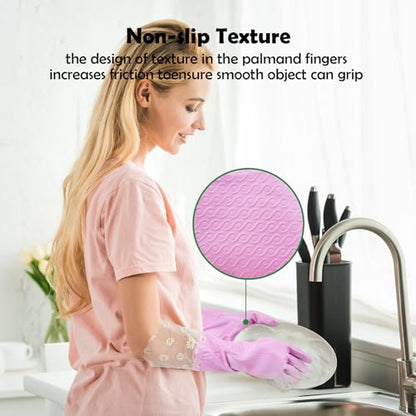 KAQ Reusable Rubber Cleaning Gloves for Dishwashing: 3 Pairs Latex Free Household Kitchen Gloves for Washing Dishes - size: Medium (Pack of 3)