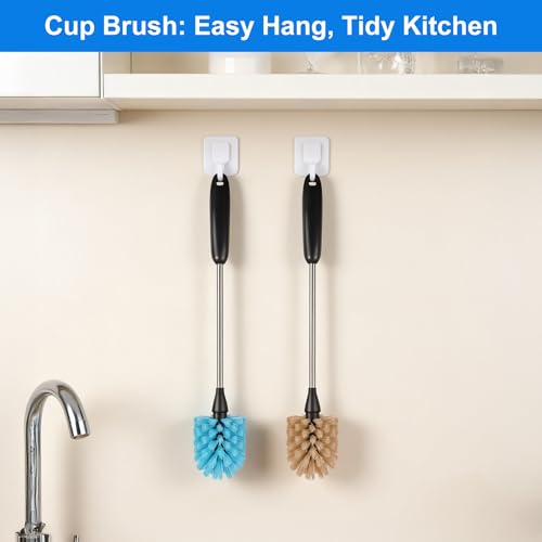 Bottle Brush,15-inch Long, Bottle Brush Cleaner, Bottle Scrubber, Kitchen Scrub Brush Suitable for Water Bottles, Cups, Glasses, Baby Bottles, Wine Glasses, (2, Blue) - color: Blue