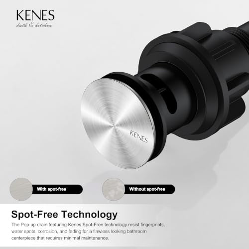 KENES Brushed Nickel Bathroom Sink Drain Pop Up Sink Drain with Overflow - color: Brushed Nickel, size: Big Pop up Cap (With Overflow)