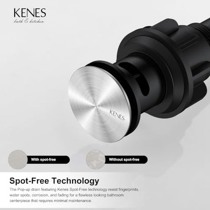 KENES Brushed Nickel Bathroom Sink Drain Pop Up Sink Drain with Overflow - color: Brushed Nickel, size: Big Pop up Cap (With Overflow)