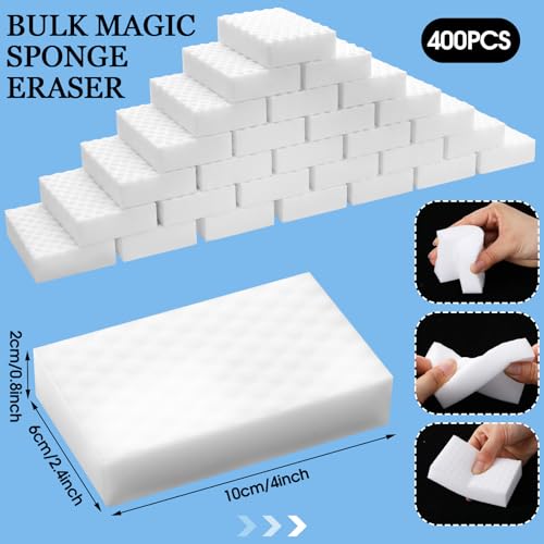 Sosation 400 Pack Magic Sponge Erasers, 2X Density Melamine Sponge Bulk - style: 2X Density