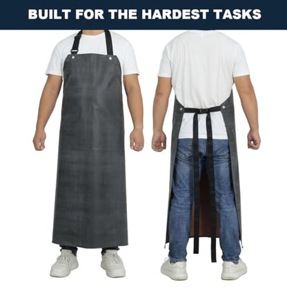 Thick Rubber Apron, Waterproof Apron Butcher Heavy Duty Chemical Resistant Adjustable Work Apron - color: Black(2 Pack)