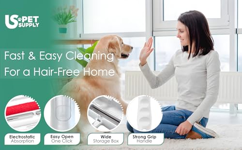 Pet Hair Remover Roller -Reusable, Self Cleaning Lint Roller for Pet Hair Removal on Furniture, Carpets, Clothes & Car Seats-Dog & Cat Hair Remover No Sticky Tapes (White) - color: White