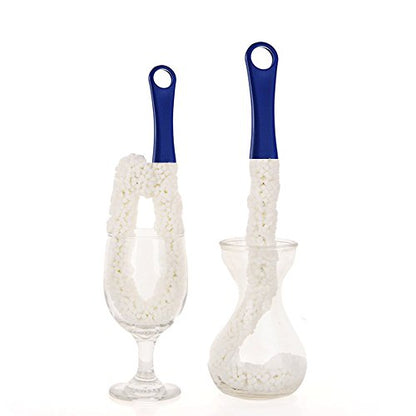 LJDJ Bottle Cleaning Brush 2 Pack, Flexible Scourer for Decanters Glasses