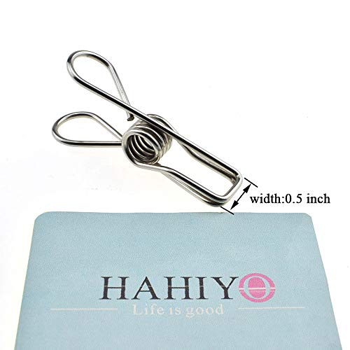 HAHIYO Clothespins Chip Clips All Metal Stainless Steel No Rust Stains Strong Grip in Heavy Wind 2 Inches 24 Pack Do Not Fall Apart Open Wide for Holding Clothes Snack Bag Clamps - size: 2 inch 24 Pack