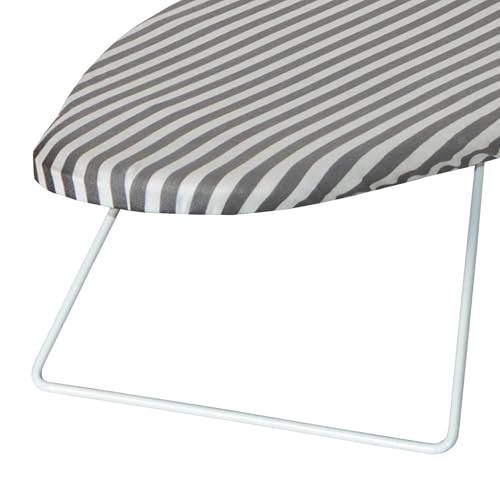 Honey-Can-Do Steel Tabletop Ironing Board with Folding Legs, Grey and White Stripe Cotton Cover, Compact Space-Saving Design, 30" L x 6" H - color: Gray, size: 29" L x 13" W