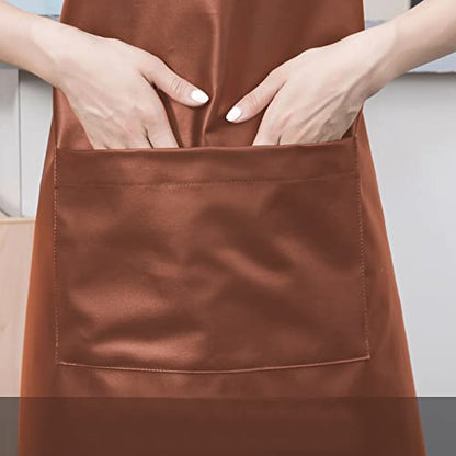 eywlwaar PU Waterproof Apron with One Big Pocket Adjustable Oil Proof Apron for Kitchen Dishwashing Cooking 29.92"x 26.77" - color: Coffee-2packs