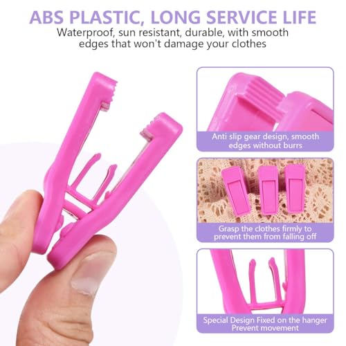 KISEER 80 Pcs Plastic Baby Hanger Clips Slim-line Finger Clips Set for Clothes Hanger Velvet Hanger (Pink) - color: Pink, size: 80 Pcs