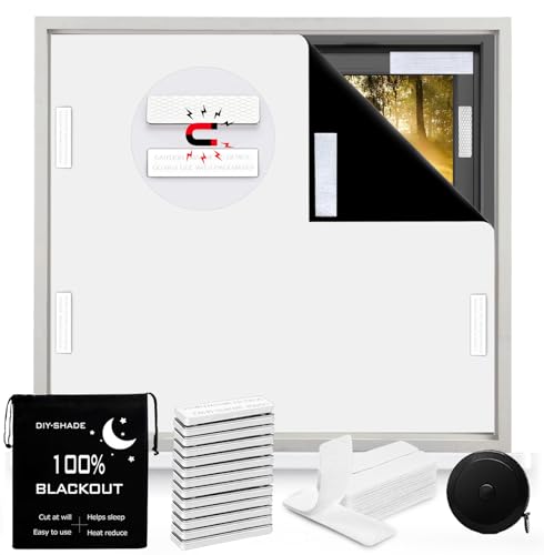 BirdNest 100% Blackout Blind Magnetic Blackout Window Cover 118 x 57Inch,Black Out Curtains with Strong Magnet No Drill Cuttable Window Shades for Bedroom,Nursery,Rv,Media Room (White) - color: White, size: 57"W x 118"H