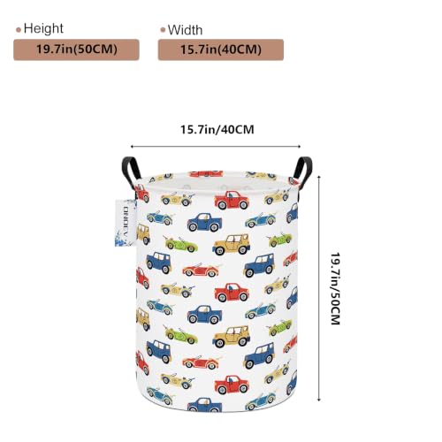 Round Collapsible Cartoon Car Laundry Hamper for Adults and Kids - color: Round Racing Car