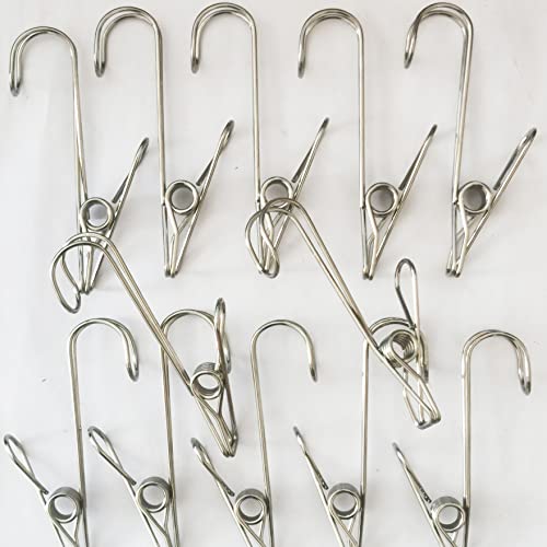 Stainless Steel Clothes Pins, 304 Stainless Steel Metal Long Tail Clothes Pins Stainless Steel Hook Clothes Pins Large Rust-Proof Clothes Pins (24)