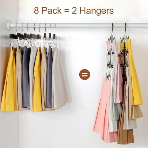 TOPIA HANGER 4 Tier Metal Skirt Hangers with Clips 80% Space Saving 2 Pack - color: All Black, size: 2 Pack