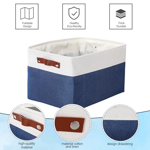 Uiifan 16 x 12 x 10 Inch 8 Pack Fabric Storage Baskets with Handles, Blue - color: Blue, size: 16 x 12 x 10 Inch