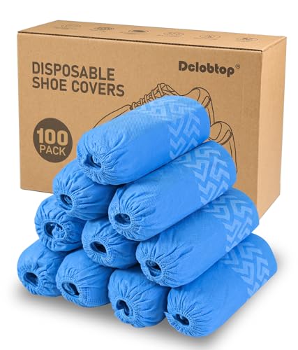 DclobTop Shoe Covers Disposable Non-Slip for Indoors - 100Pack(50 Pairs) Thick Breathable Boot Covers, Extra Large size Shoe Protector Covers Fits Up To 112 US Men and 13 US Women Size,Blue - color: Blue, size: 100 Pack(XL)