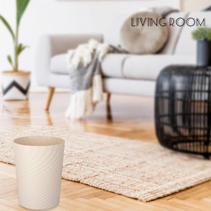 Plastic Small Bathroom Trash Can Wastebasket Garbage Can, Beige, 2 Pack - color: Beige, size: 1.8 Gallon/2 Pack