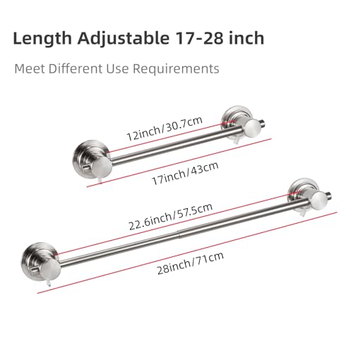 JiePai 17-28 Inch Extendable Suction Cup Towel Bar, Brushed Nickel - color: Brushed Nicke
