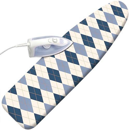 Padded Ironing Board Cover, 15 * 54 in Standard Size Ironing Board Covers, Easy Hook and Loop Fastener, Universal Fit for Standard Boards - color: Blue Rhombus