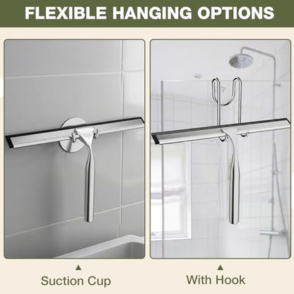 FARMER 10-Inch Shower Squeegee for Glass Doors, Windows and Mirrors, Silver - color: Silver