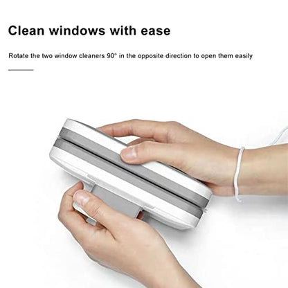 Double Sided Window Cleaner,Magnetic Window Cleaner Tool, Large Handle High Safety Sturdy Plastic Window Cleaning Tool for 3 to 10mm Glasses