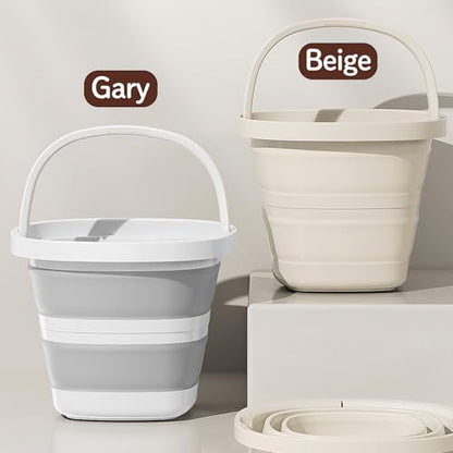 Folding Bucket, Water Bucket, 5L, 10L, Thick, Multi-Functional, Convenient, Foot Bath, Square, Stylish, Camping, Laundry, car wash, Foot Bath, Fishing (Beige*2) - color: Beige-10l*2