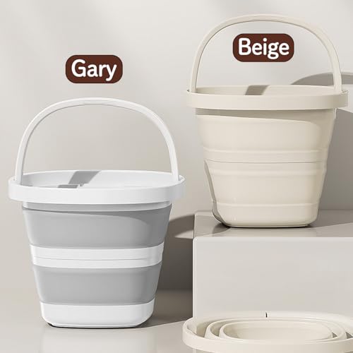 Folding Bucket, Water Bucket, 5L, 10L, Thick, Multi-Functional, Convenient, Foot Bath, Square, Stylish, Camping, Laundry, car wash, Foot Bath, Fishing (Grey-5L) - color: Grey-5l