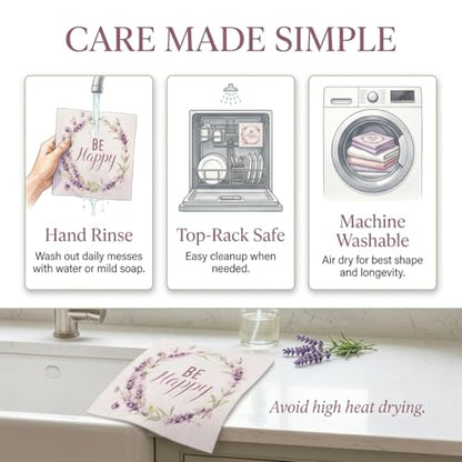Kitchen Towels Swedish Dishcloths - 6 Count Reusable Paper Towels Washable, Cellulose Sponge Dish Towels for Kitchen Cleaning, Ultra Absorbent Odor Free Eco Friendly Biodegradable Cleaning Rags - color: Lavender Collection