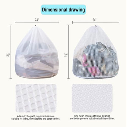 Mesh Laundry Bags with Adjustable Single Shoulder Straps 24" x 32" Sturdy Nylon Material Laundry Liners with Drawstring Closure for College, Dorm and Apartment(6PCS-XXLarge) - size: 6PCS-XXLarge