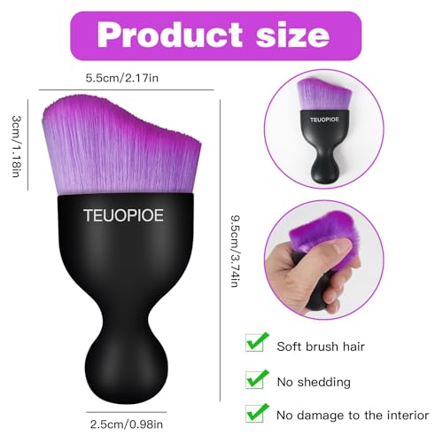 Car Detailing Brush for Interior Dusting and Air Vents,BK Purple - color: Black Purple