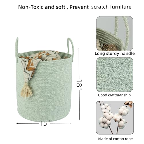 XUANGUO Cotton Rope Laundry Basket Hamper for Clothes, green - color: green, size: Regular