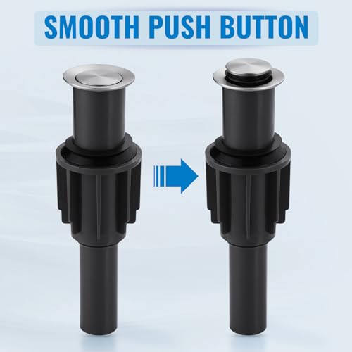 ALEASHA Pop Up Sink Drain Without Overflow, Bathroom Sink Drain Vessel Sink Stopper Pop Up Sink Drain Stopper, Pop Up Drain for Bathroom Sink Drain Strainer for Hair Catcher,Brushed Nickel - color: Brushed Nickel, style: Without Overflow