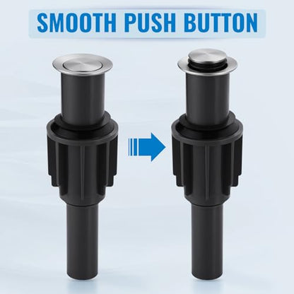 ALEASHA Pop Up Sink Drain Without Overflow, Bathroom Sink Drain Vessel Sink Stopper Pop Up Sink Drain Stopper, Pop Up Drain for Bathroom Sink Drain Strainer for Hair Catcher,Brushed Nickel - color: Brushed Nickel, style: Without Overflow