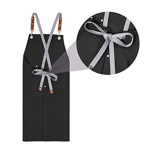 Chef Apron-Cross Back Apron for Men Women with Adjustable Straps - color: Black