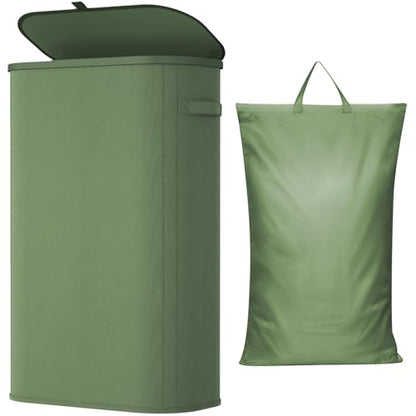 Lifewit 85L Large Laundry Hamper with Lid, Removable Inner Bag, Green - color: Green, size: 85L