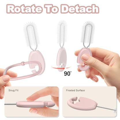 YOTIME 4in1 Straw Cleaner Brush Set, Reusable Standing Straw Brushs with Holder Ring, for Wide and Narrow Straws, Tumblers, Water Bottles and Cups, Pink - style: Standard | Pink