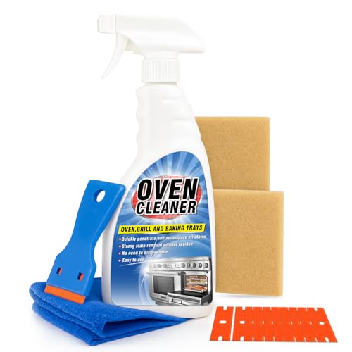Heavy Duty Stove and Oven Cleaner Kit, Includes Cleaning Tool, Razor, Scraper and 1 Pad to Remove Tough Stains - Use on Gas, Electric, Ceramic Surfaces, 4 Piece (16.9, Fluid Ounces)