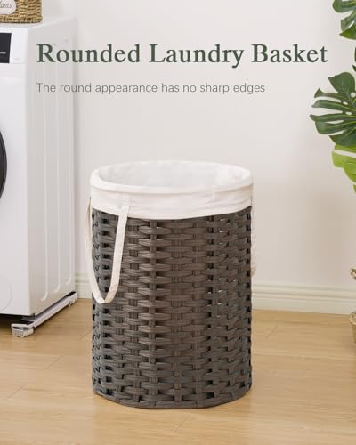 SETVSON Laundry Hamper Laundry Basket Round 19.0Gal (72 L) PE Rattan, Brown - color: Brown, size: 19.0 Gal - 72L