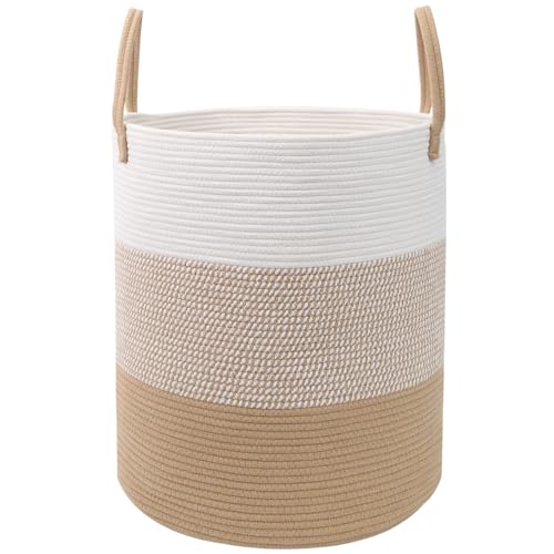 Large Laundry Hamper, Woven Rope Basket with Sturdy Handles-Yellow - color: Yellow, size: Large